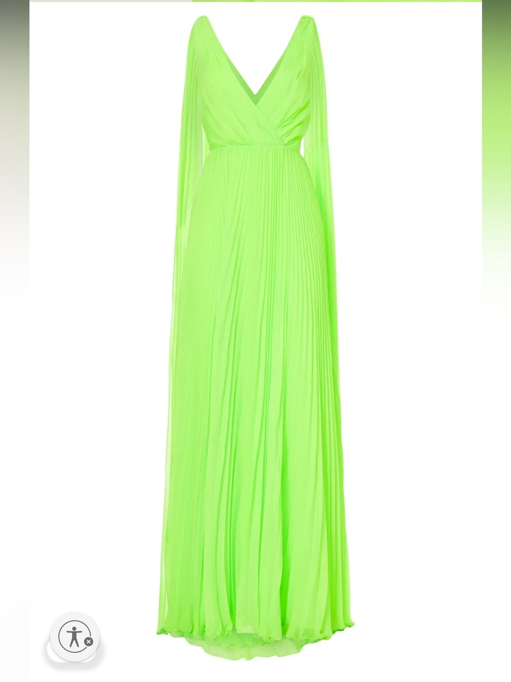 ML Monique Lhuillier Electric Neon Green Pleated Gown Maxi Dress New With Tags 8 - Picture 6 of 15